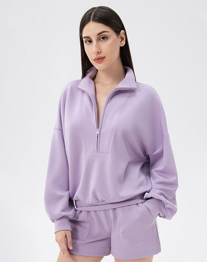 High Neck Half Zip Lounge Sports Sweatshirt