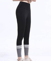High Waist Contrasting Colors Striped Sports Leggings