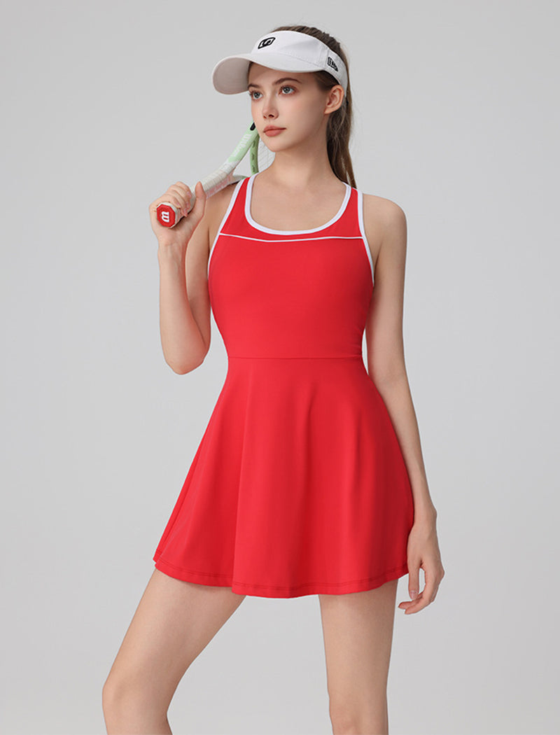 Racerback Tennis Dress with Short Contrast Colors Golf Dress