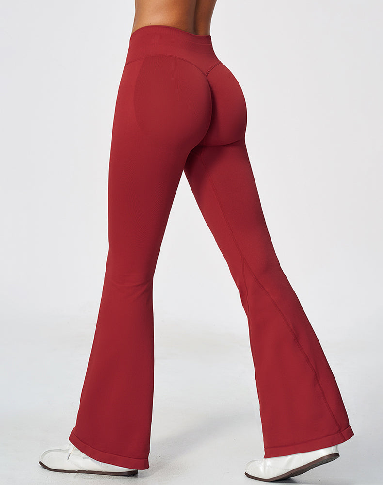 Ribbed High Waisted Seamless Workout Flare Pants