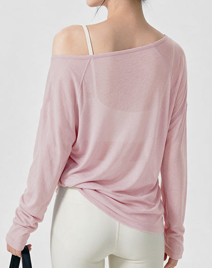 Loose Fitting Long Sleeve Sheer Mesh Yoga Tops