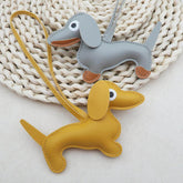 Cute Leather Dachshund Keychain