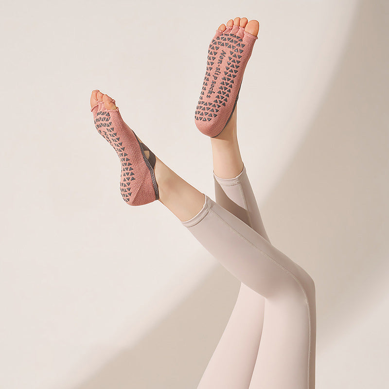 Crisscross Straps Yoga Socks Non Slip Five Toe Ballet Socks