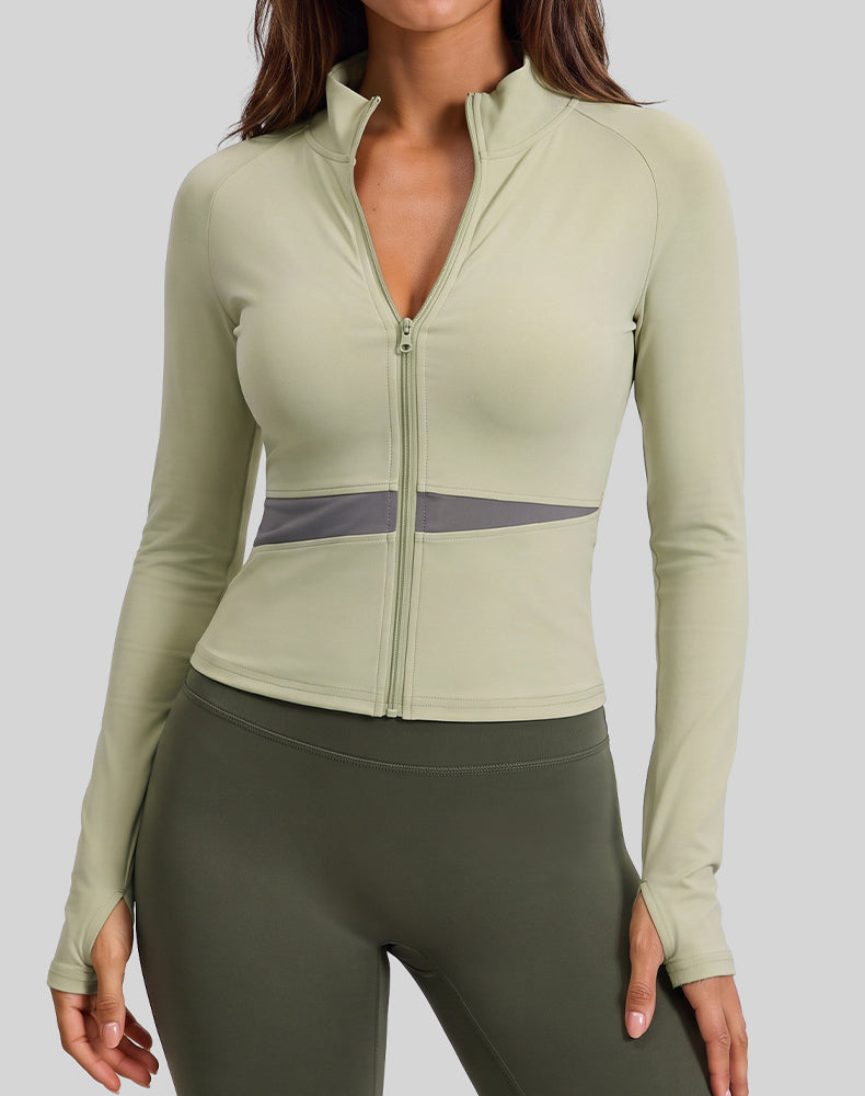 Colorblock Zip Up Athletic Jacket