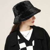 Faux Fur Winter Bucket Hat Fuzzy Warm Fisherman Cap