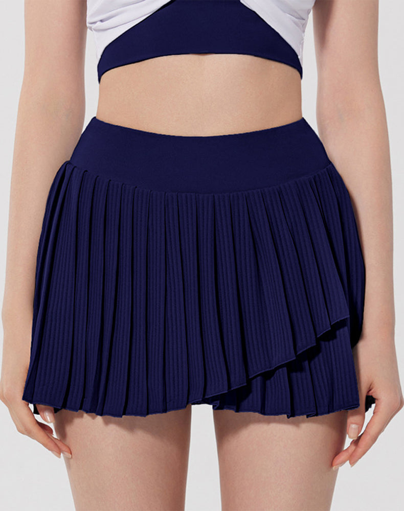 Fashion Solid Color Double Layer Tennis Skirt