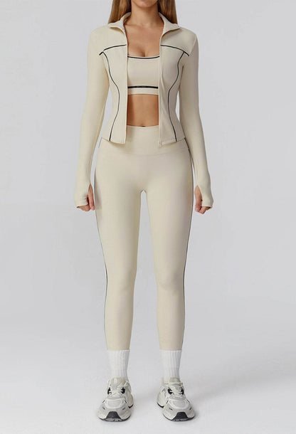 3 Pieces Athletic Wear with Sports Bra, Jacket and Legging