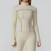 Cropped Running Jacket Slim Fit Athletic Top with Thumb Hole