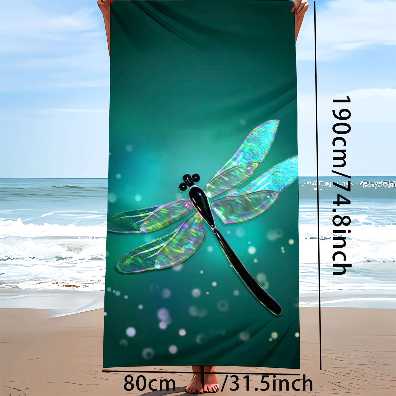 Dragonfly Print Beach Towel