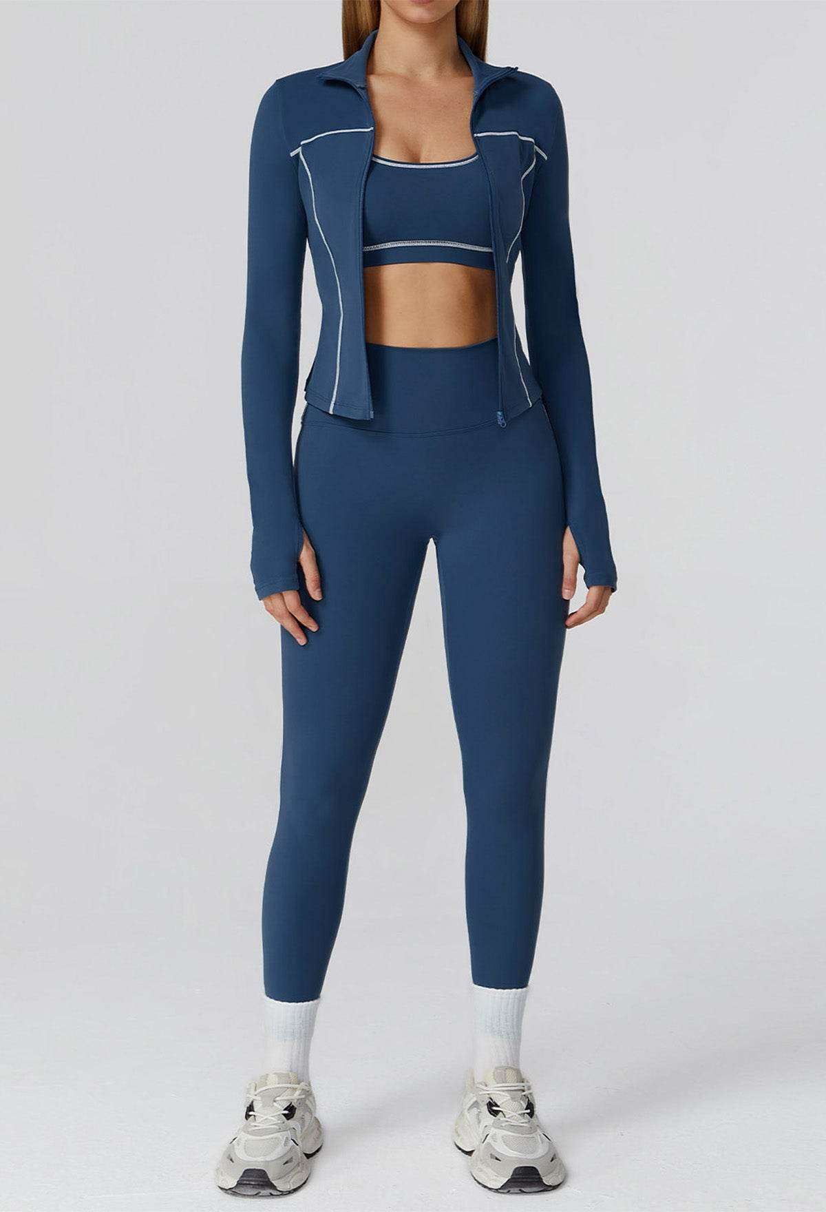3 Pieces Athletic Wear with Sports Bra, Jacket and Legging