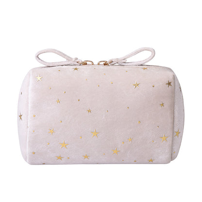 Velvet Makeup Bag with Star Pattern