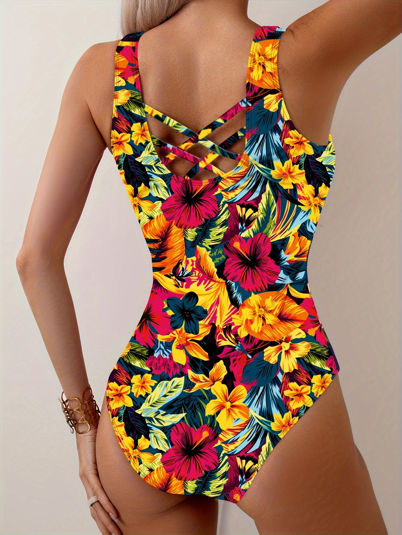 Sexy Floral One-Piece Swimsuit