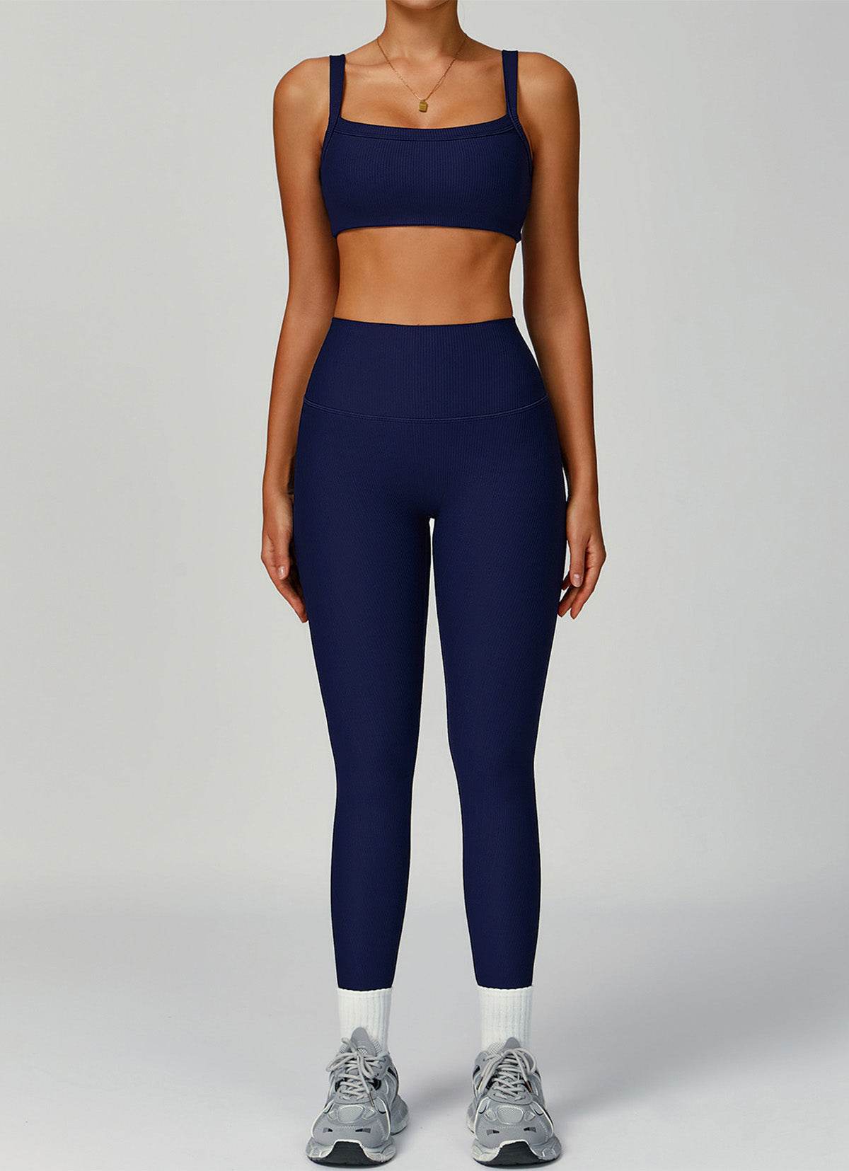 Ribbed Activewear Set with Sports Bra and Leggiing