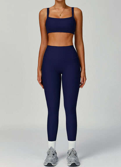 Ribbed Activewear Set with Sports Bra and Leggiing