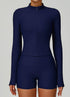 Ribbed Activewear Set with Running Jacket and Short