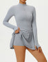 Long Sleeve Zipper Tennis Dress with Built-in Short -