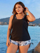 Plus Size Three Piece Coconut Tree Tankini Swimsuits with Short