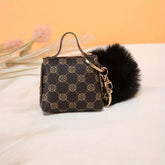 Coin Purse Keychain with Fluffy Pom-Pom