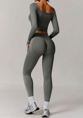 Athletic Wear Sets with Off Shoulder Basic T-Shirts and Leggings