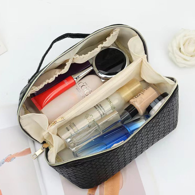 Large Capacity Cosmetic Bag with Handle &amp; Dividers