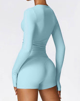 Crewneck Long Sleeve Shirt Basic Tees Slim Fit Crop Tops