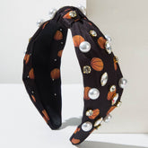 Sports Style Ball Twisted Headbands With Studded Beads and Diamonds