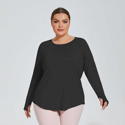 Plus Size Loose Long Sleeve Yoga T-Shirts | Comfortable &amp; Relaxed Fit