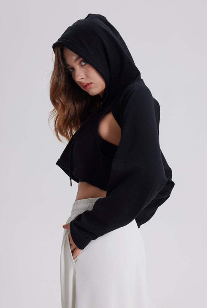 Women Cutout Crop Workout Hoodie: Trendy &amp; Functional Activewear