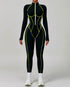 Three Dimensional Line Sports Backless Long Sleeve Jumpsuit