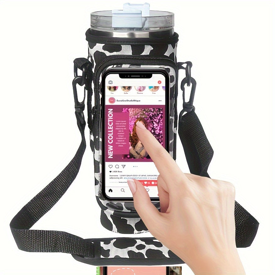 Touchscreen Insulated Cup Cover with Adjustable Strap