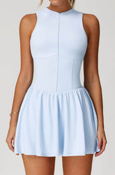 Zipper Tennis Dress with Short and Pocket