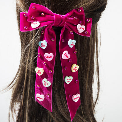 Sweet Bow Clips with Love Letter and Rhinestone for Valentine&