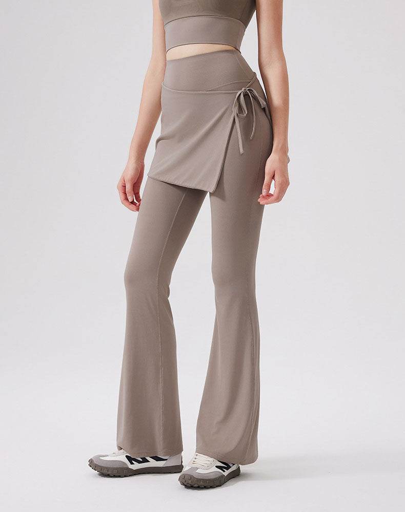 High Waisted Yoga Flare Leggings Wide Leg Pant with Skirt