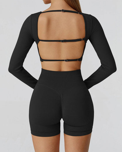 Athletic Wear with Long Sleeve Crop Top and Short