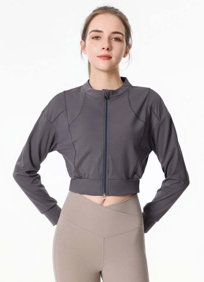 Ribbed Crop Workout Jacket | Trendy &amp; Functional Activewear