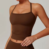 Square Neck Sports Tank Tops Criss Cross Back Longline Cami