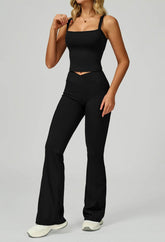 Activewear Set with Wide Strap Tank Top and Flared Pant