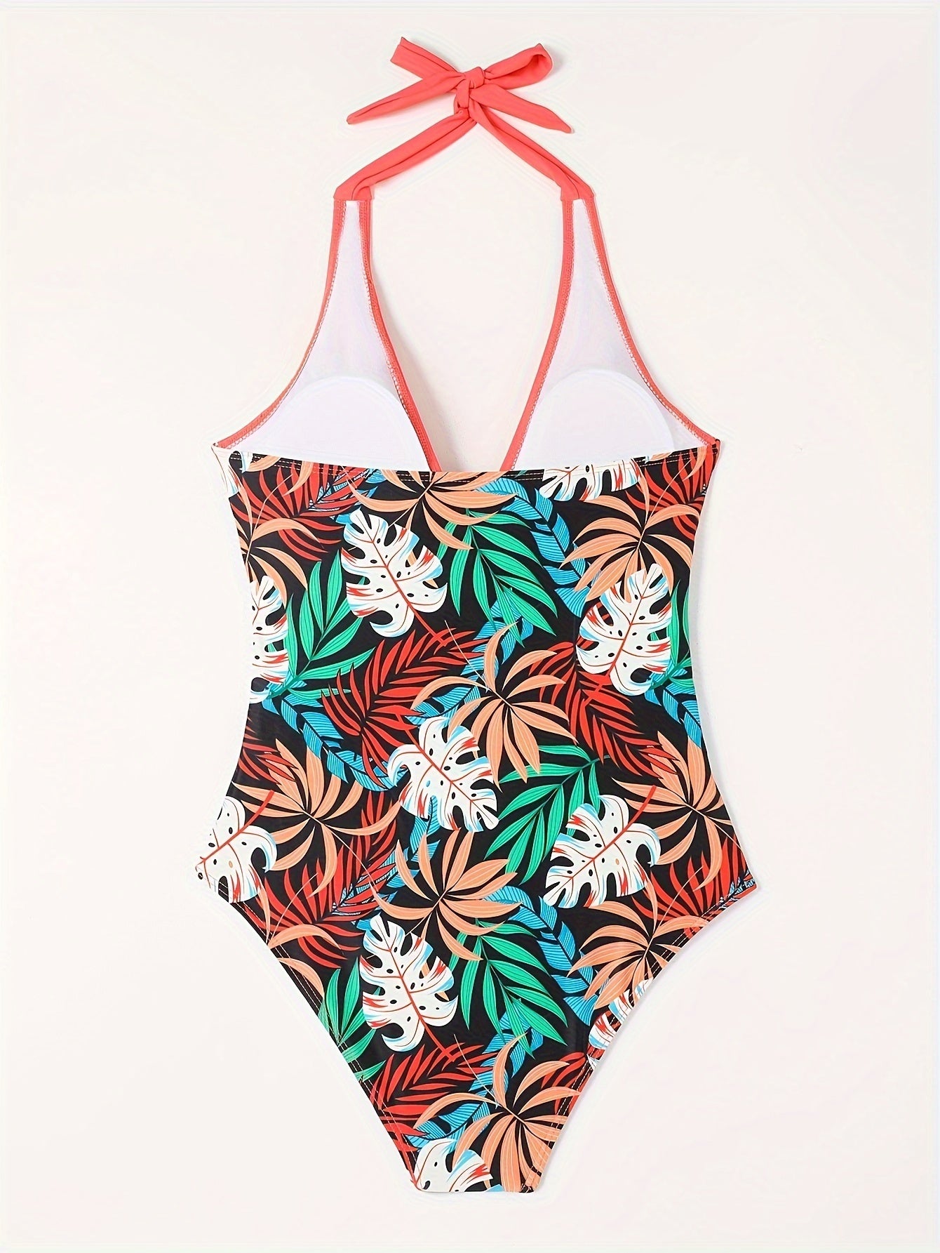 V Neck Halter Tie Neck One Piece Bathing Suit