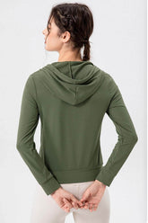 Zip Up Hooded Active Outerwear with Drawstring