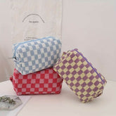 Checkered Knitted Cosmetic Bag
