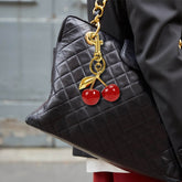 Glitter Metal Cherry Charm Keychain