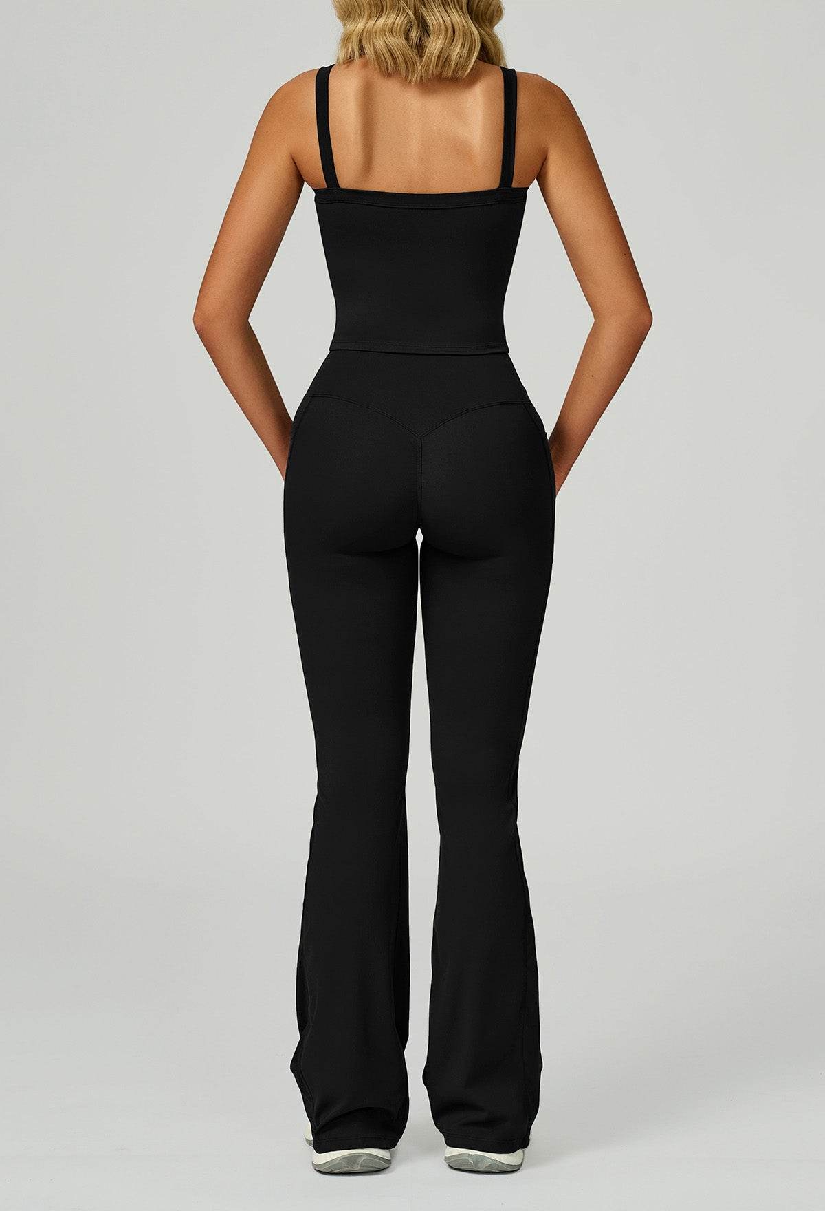 Activewear Set with Wide Strap Tank Top and Flared Pant