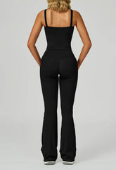 Activewear Set with Wide Strap Tank Top and Flared Pant