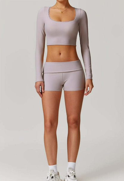 Lace Workout Set with Crop Top and Short | Perfect for Activewear