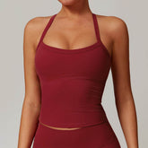 Square Neck Sports Tank Tops Criss Cross Back Longline Cami