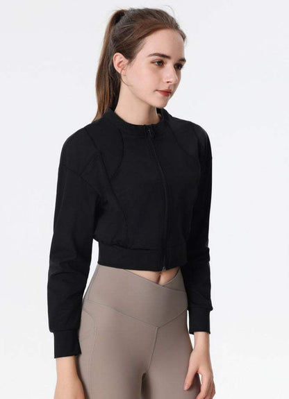 Ribbed Crop Workout Jacket | Trendy &amp; Functional Activewear