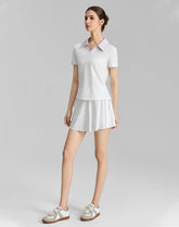 Tennis Active Sets with Short Sleeve Polo Shirt and Skirt -