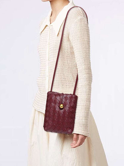 Woven Leather Cell Phone Purses Mini Crossbody Bag | Perfect for Phone