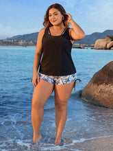 Plus Size Three Piece Coconut Tree Tankini Swimsuits with Short