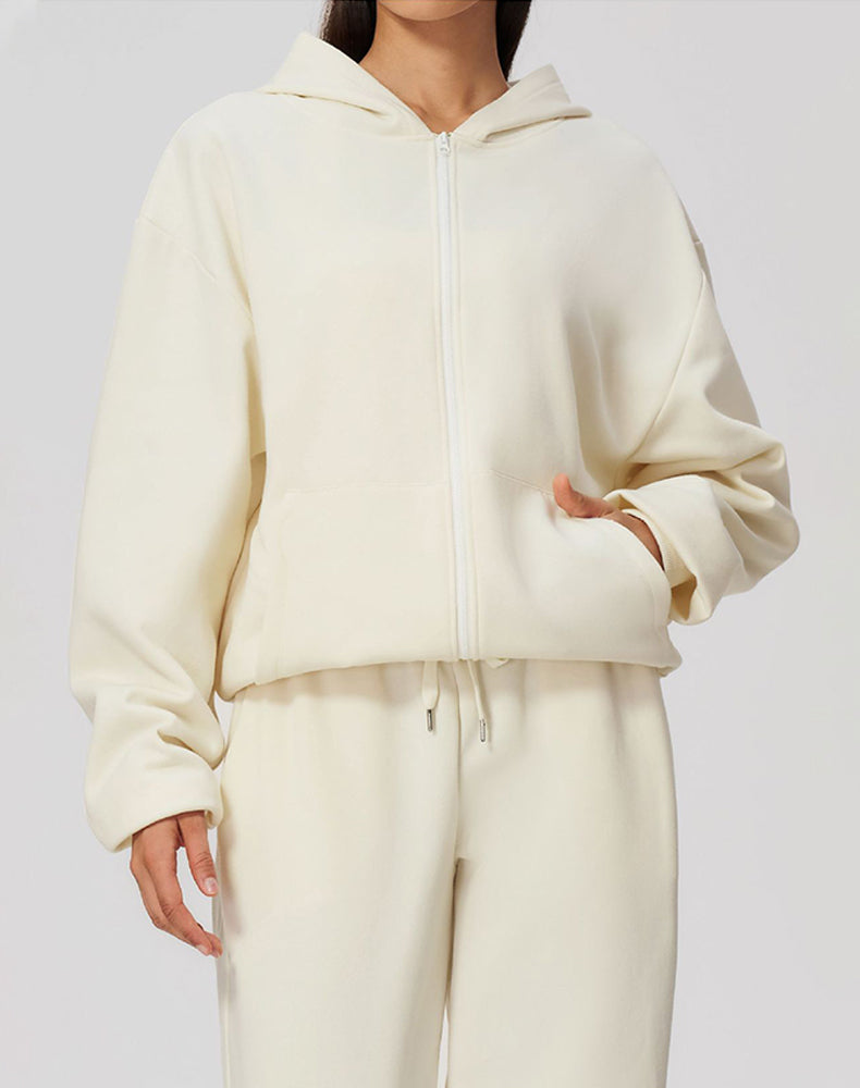 Long Sleeve Full Zip Casual Hooded with Pockets